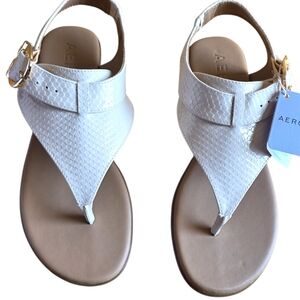 Aerosoles Isa Flat Hooded Thong Sandals Faux Leather Snake Print Women's 9M